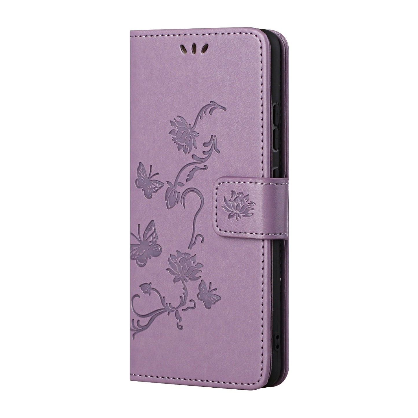 Imprint Butterfly Flower Wallet Leather Stand Cover Case for Nokia 2.4