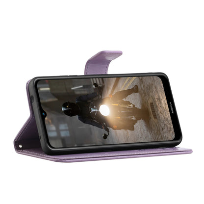 Imprint Butterfly Flower Wallet Leather Stand Cover Case for Nokia 2.4