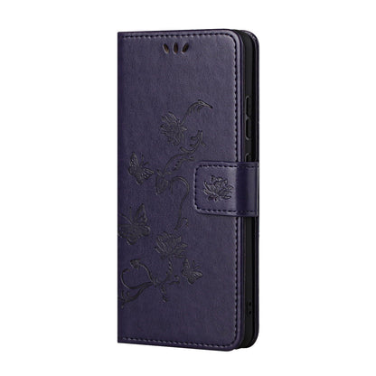 Imprint Butterfly Flower Wallet Leather Stand Cover Case for Nokia 2.4