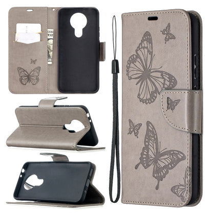 Imprint Butterflies Pattern Wallet Stand Leather Cover for Nokia 3.4