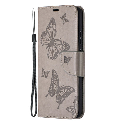Imprint Butterflies Pattern Wallet Stand Leather Cover for Nokia 3.4