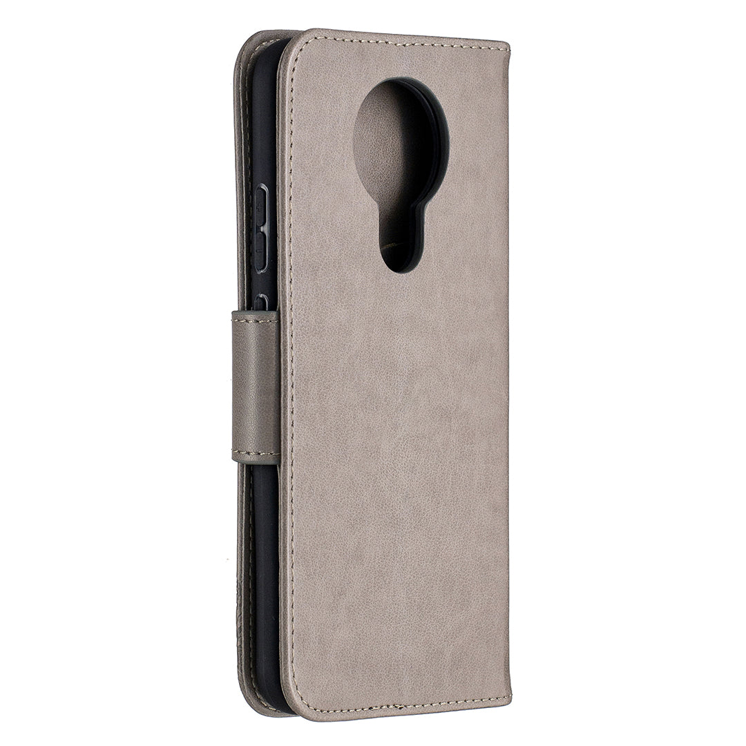 Imprint Butterflies Pattern Wallet Stand Leather Cover for Nokia 3.4