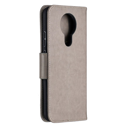 Imprint Butterflies Pattern Wallet Stand Leather Cover for Nokia 3.4