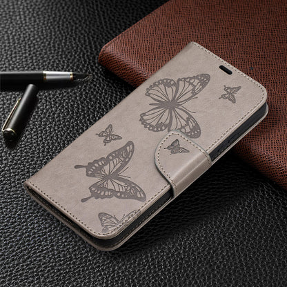 Imprint Butterflies Pattern Wallet Stand Leather Cover for Nokia 3.4