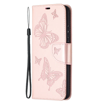 Imprint Butterflies Pattern Wallet Stand Leather Cover for Nokia 3.4