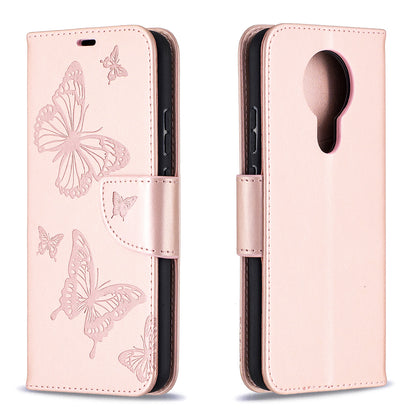 Imprint Butterflies Pattern Wallet Stand Leather Cover for Nokia 3.4
