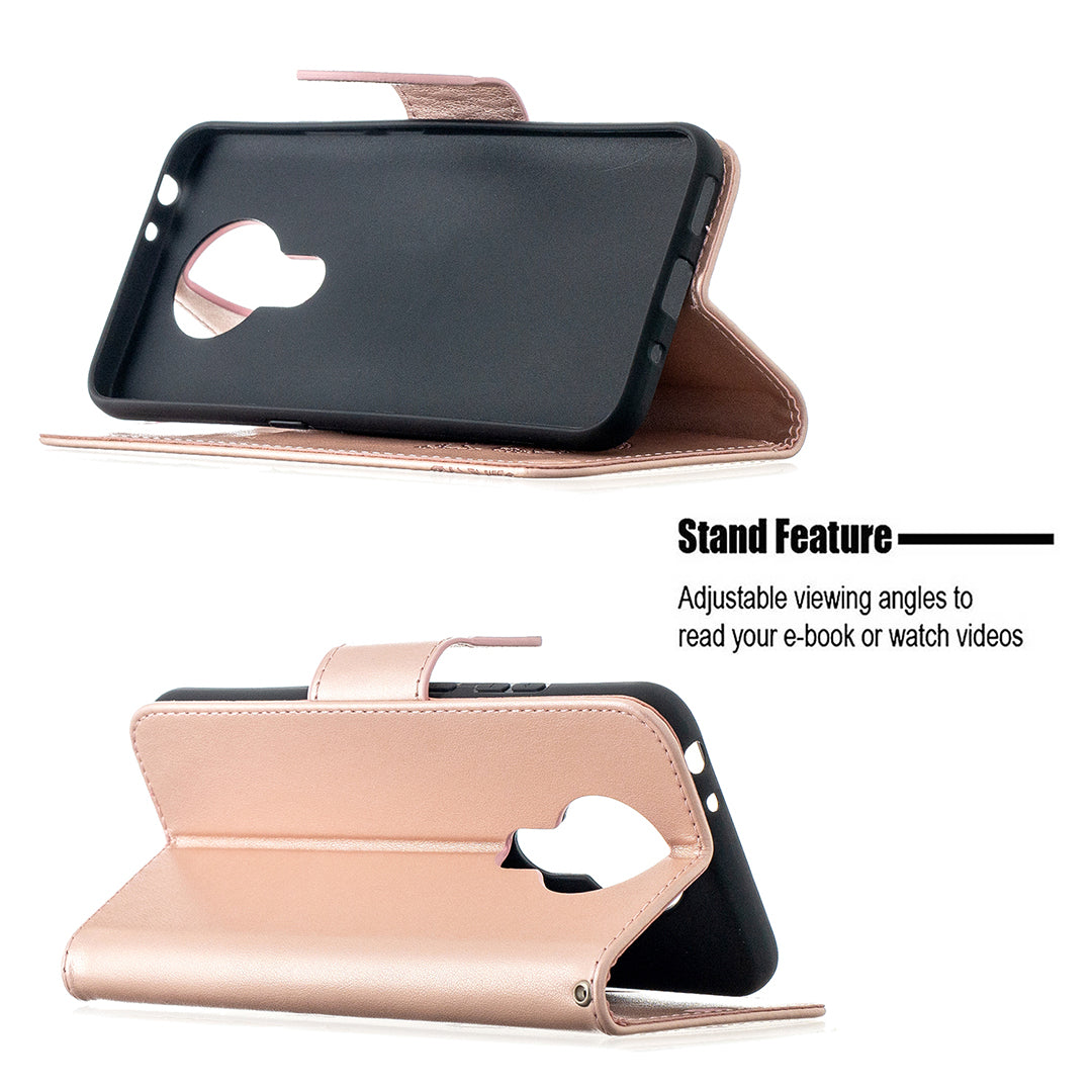 Imprint Butterflies Pattern Wallet Stand Leather Cover for Nokia 3.4