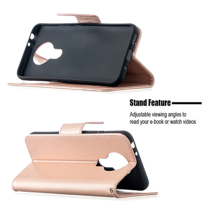 Imprint Butterflies Pattern Wallet Stand Leather Cover for Nokia 3.4