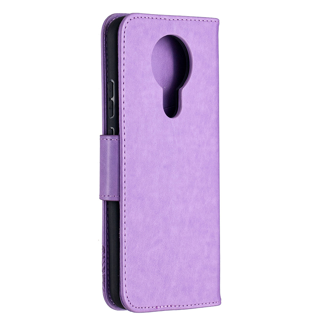 Imprint Butterflies Pattern Wallet Stand Leather Cover for Nokia 3.4