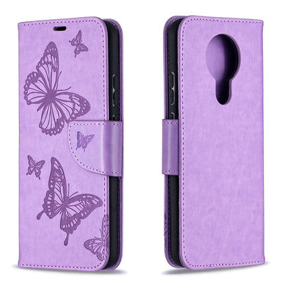 Imprint Butterflies Pattern Wallet Stand Leather Cover for Nokia 3.4