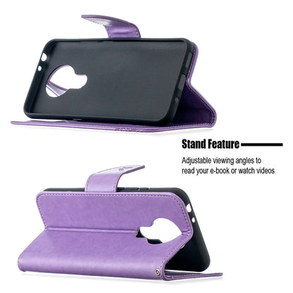 Imprint Butterflies Pattern Wallet Stand Leather Cover for Nokia 3.4