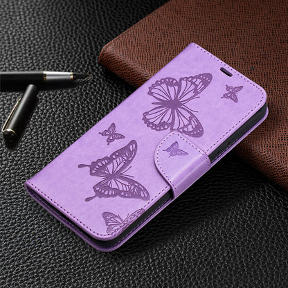 Imprint Butterflies Pattern Wallet Stand Leather Cover for Nokia 3.4