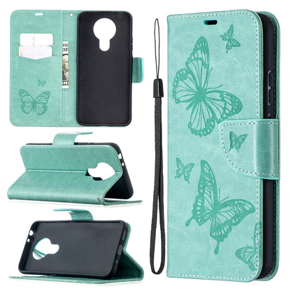 Imprint Butterflies Pattern Wallet Stand Leather Cover for Nokia 3.4