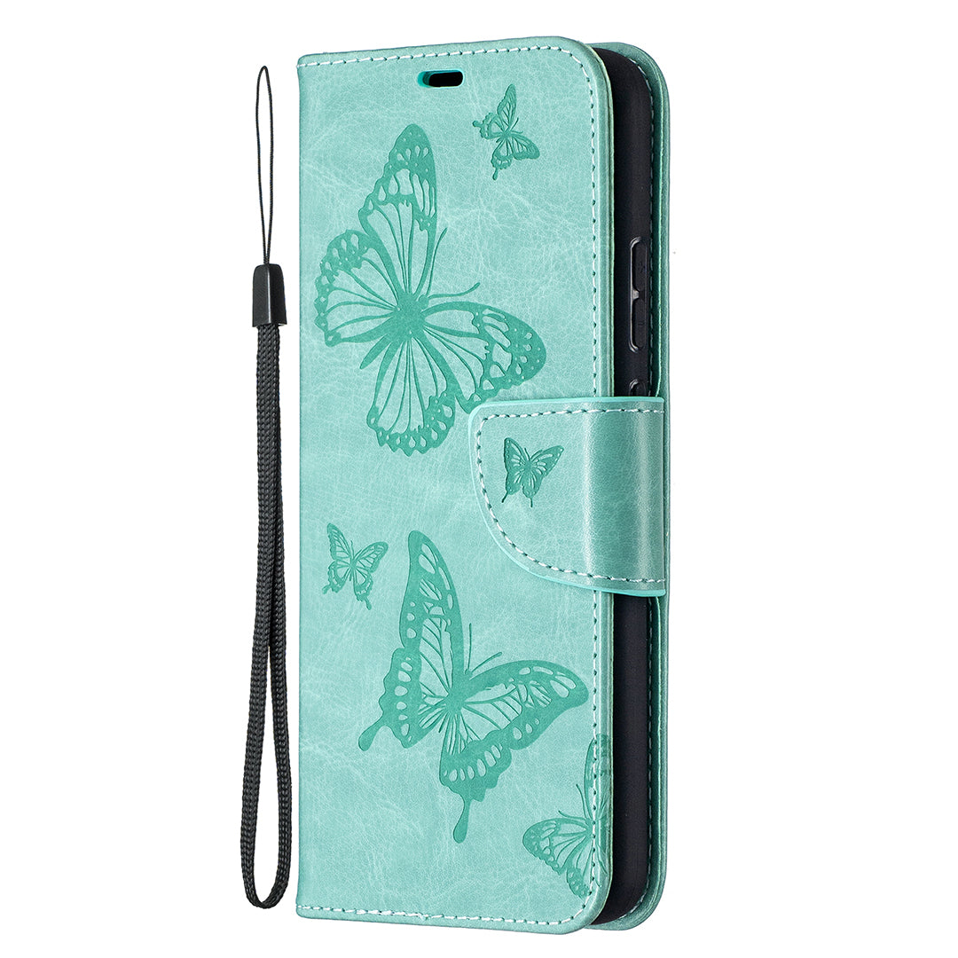 Imprint Butterflies Pattern Wallet Stand Leather Cover for Nokia 3.4