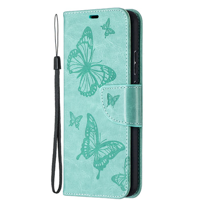 Imprint Butterflies Pattern Wallet Stand Leather Cover for Nokia 3.4