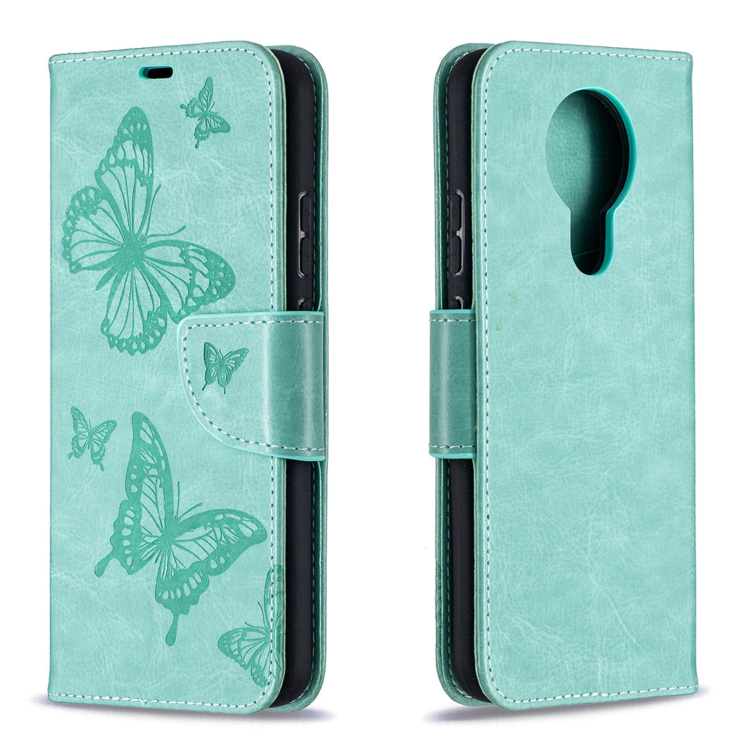 Imprint Butterflies Pattern Wallet Stand Leather Cover for Nokia 3.4