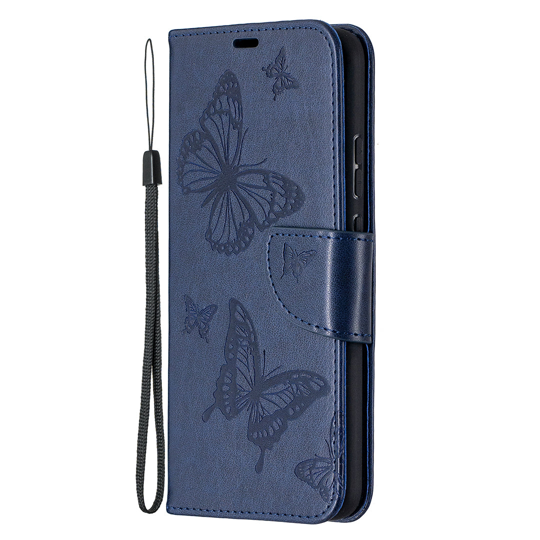 Imprint Butterflies Pattern Wallet Stand Leather Cover for Nokia 3.4