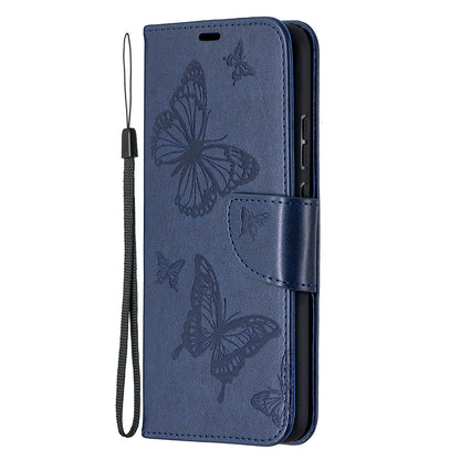 Imprint Butterflies Pattern Wallet Stand Leather Cover for Nokia 3.4