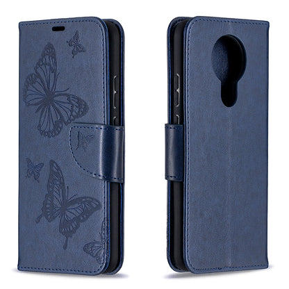 Imprint Butterflies Pattern Wallet Stand Leather Cover for Nokia 3.4
