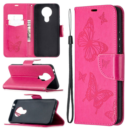 Imprint Butterflies Pattern Wallet Stand Leather Cover for Nokia 3.4