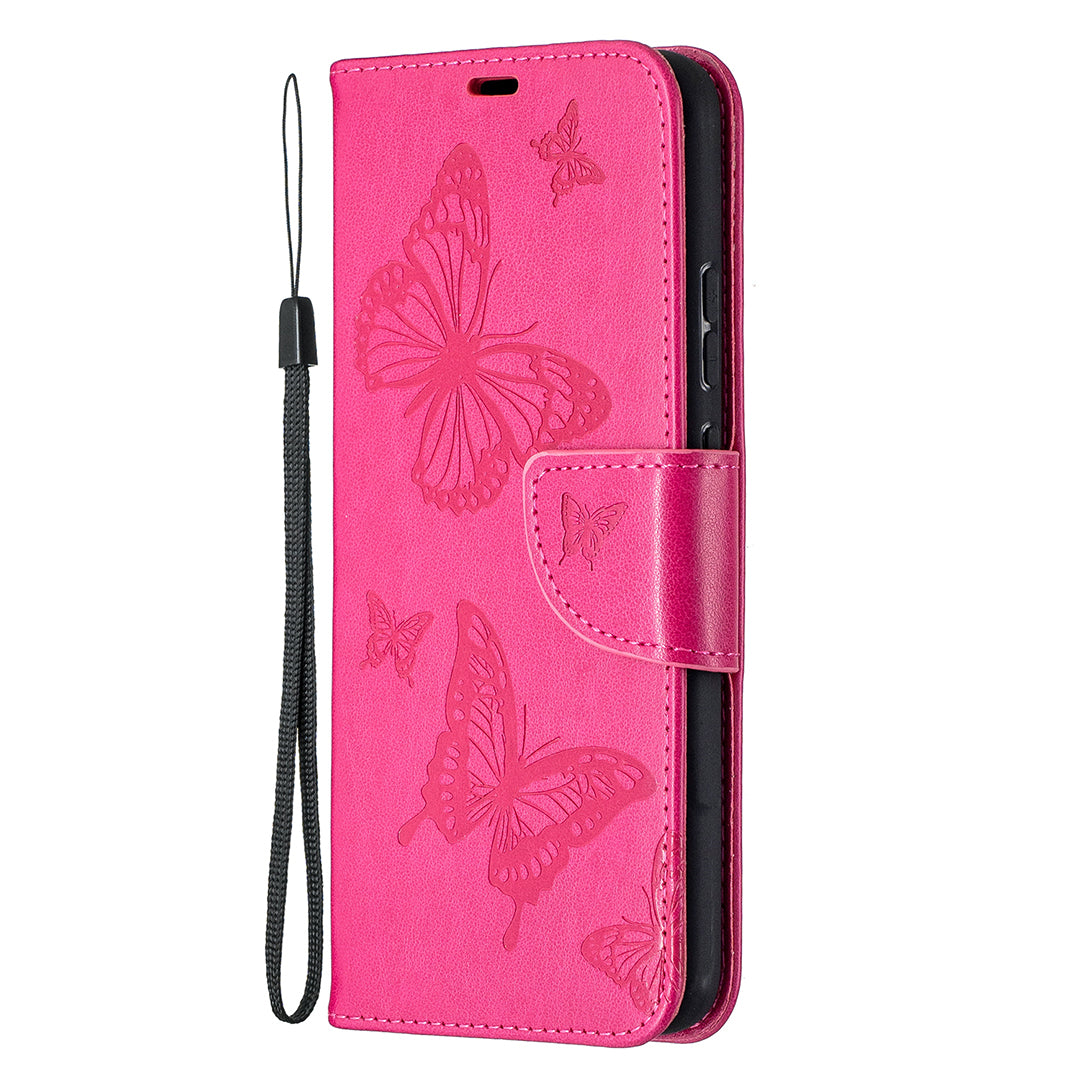 Imprint Butterflies Pattern Wallet Stand Leather Cover for Nokia 3.4