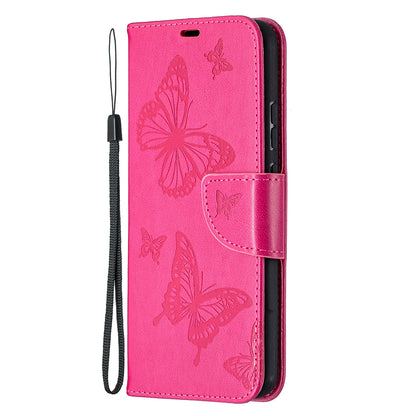 Imprint Butterflies Pattern Wallet Stand Leather Cover for Nokia 3.4