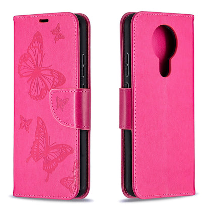 Imprint Butterflies Pattern Wallet Stand Leather Cover for Nokia 3.4