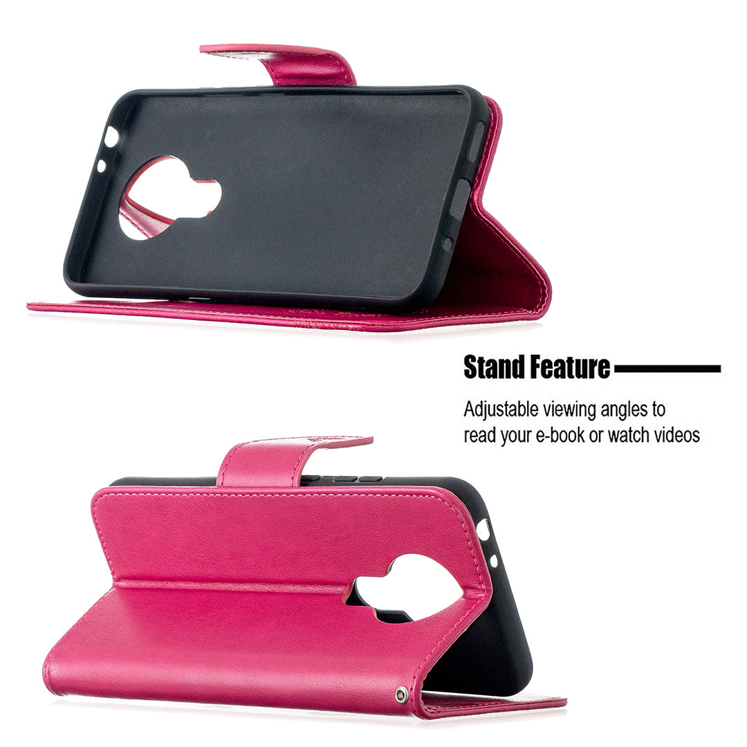 Imprint Butterflies Pattern Wallet Stand Leather Cover for Nokia 3.4
