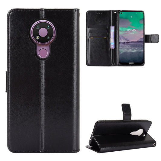 Crazy Horse Wallet Stand Leather Shell with Strap for Nokia 3.4