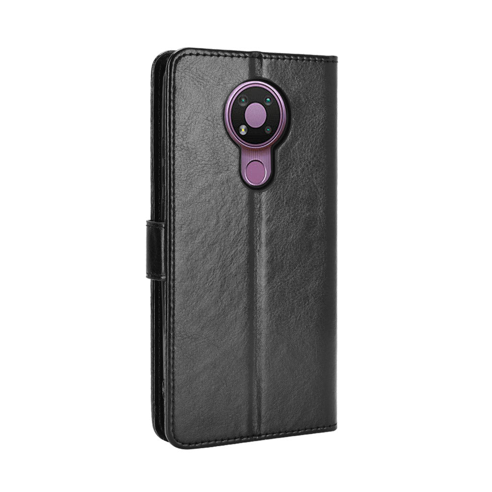 Crazy Horse Wallet Stand Leather Shell with Strap for Nokia 3.4