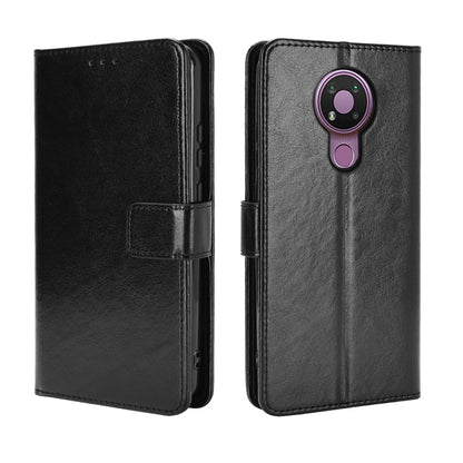 Crazy Horse Wallet Stand Leather Shell with Strap for Nokia 3.4