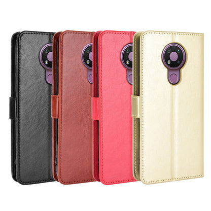 Crazy Horse Wallet Stand Leather Shell with Strap for Nokia 3.4