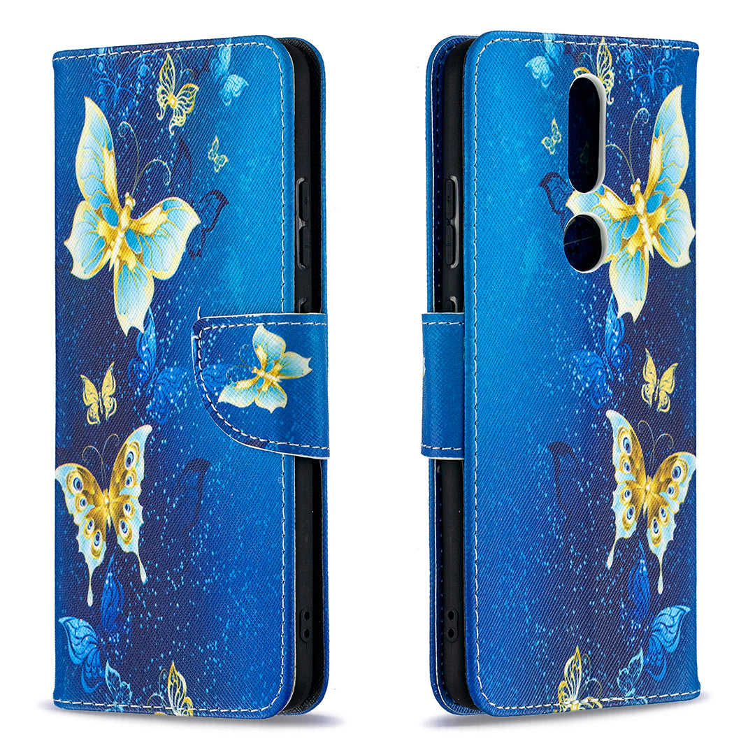 Pattern Printing Leather Wallet Phone Shell for Nokia 2.4