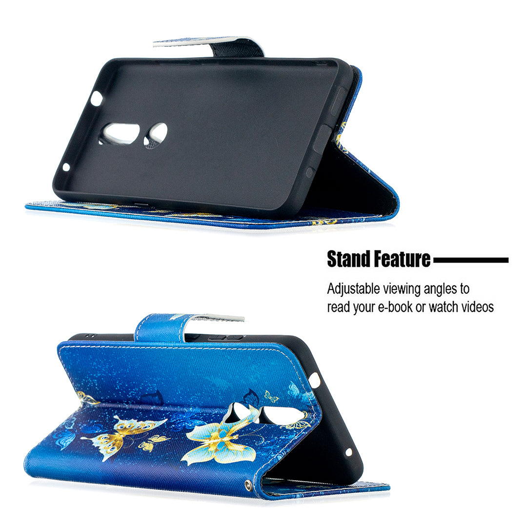 Pattern Printing Leather Wallet Phone Shell for Nokia 2.4