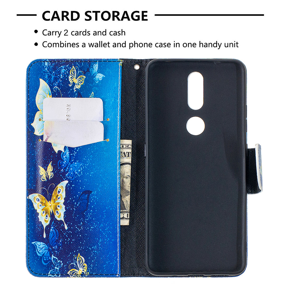 Pattern Printing Leather Wallet Phone Shell for Nokia 2.4