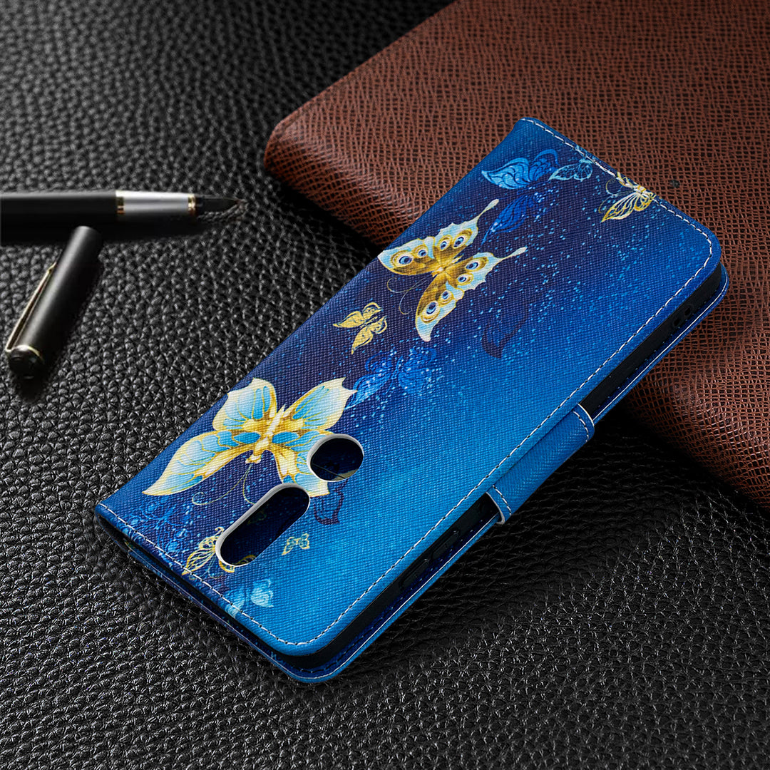 Pattern Printing Leather Wallet Phone Shell for Nokia 2.4