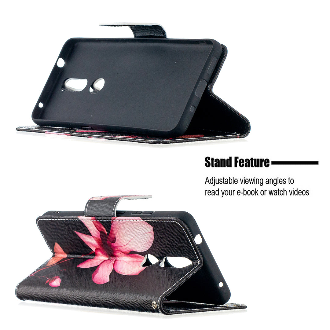 Pattern Printing Leather Wallet Phone Shell for Nokia 2.4