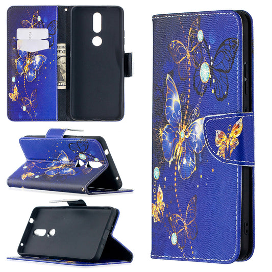Pattern Printing Leather Wallet Phone Shell for Nokia 2.4