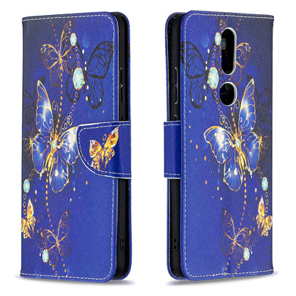 Pattern Printing Leather Wallet Phone Shell for Nokia 2.4