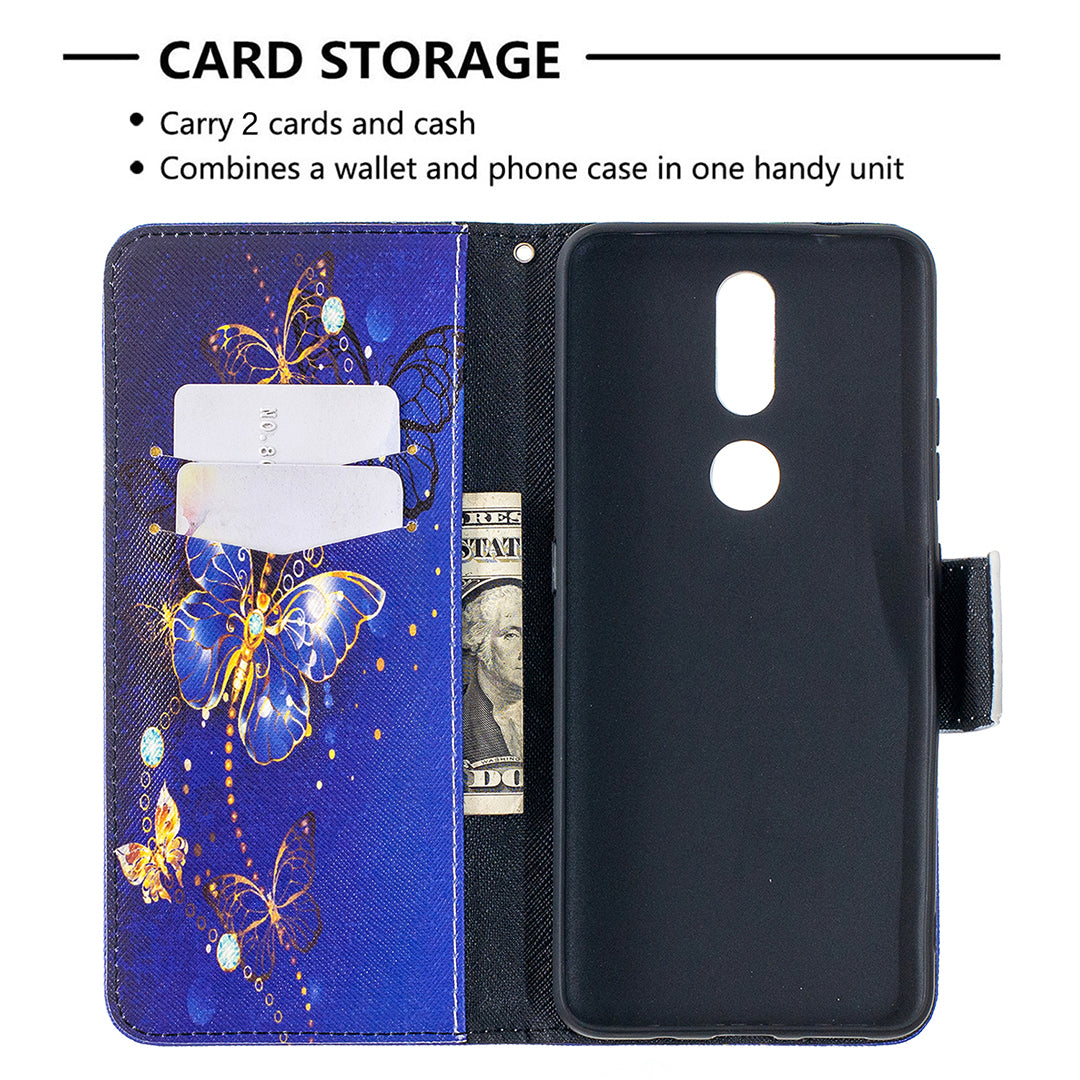 Pattern Printing Leather Wallet Phone Shell for Nokia 2.4