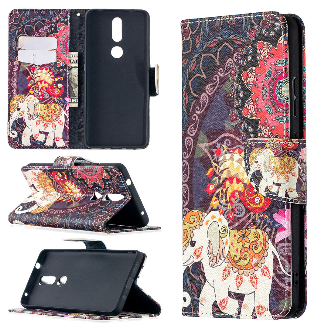 Pattern Printing Leather Wallet Phone Shell for Nokia 2.4
