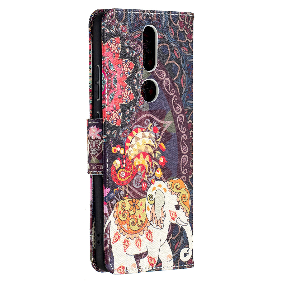 Pattern Printing Leather Wallet Phone Shell for Nokia 2.4