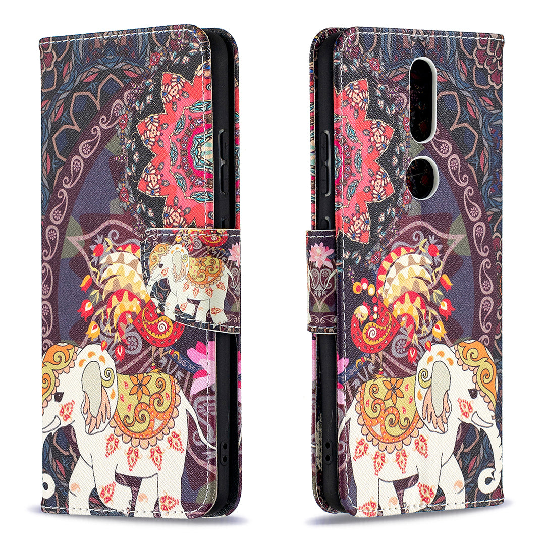 Pattern Printing Leather Wallet Phone Shell for Nokia 2.4