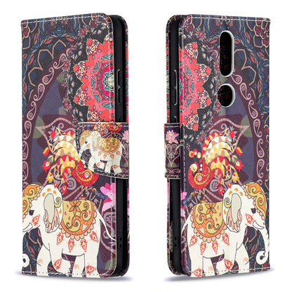 Pattern Printing Leather Wallet Phone Shell for Nokia 2.4