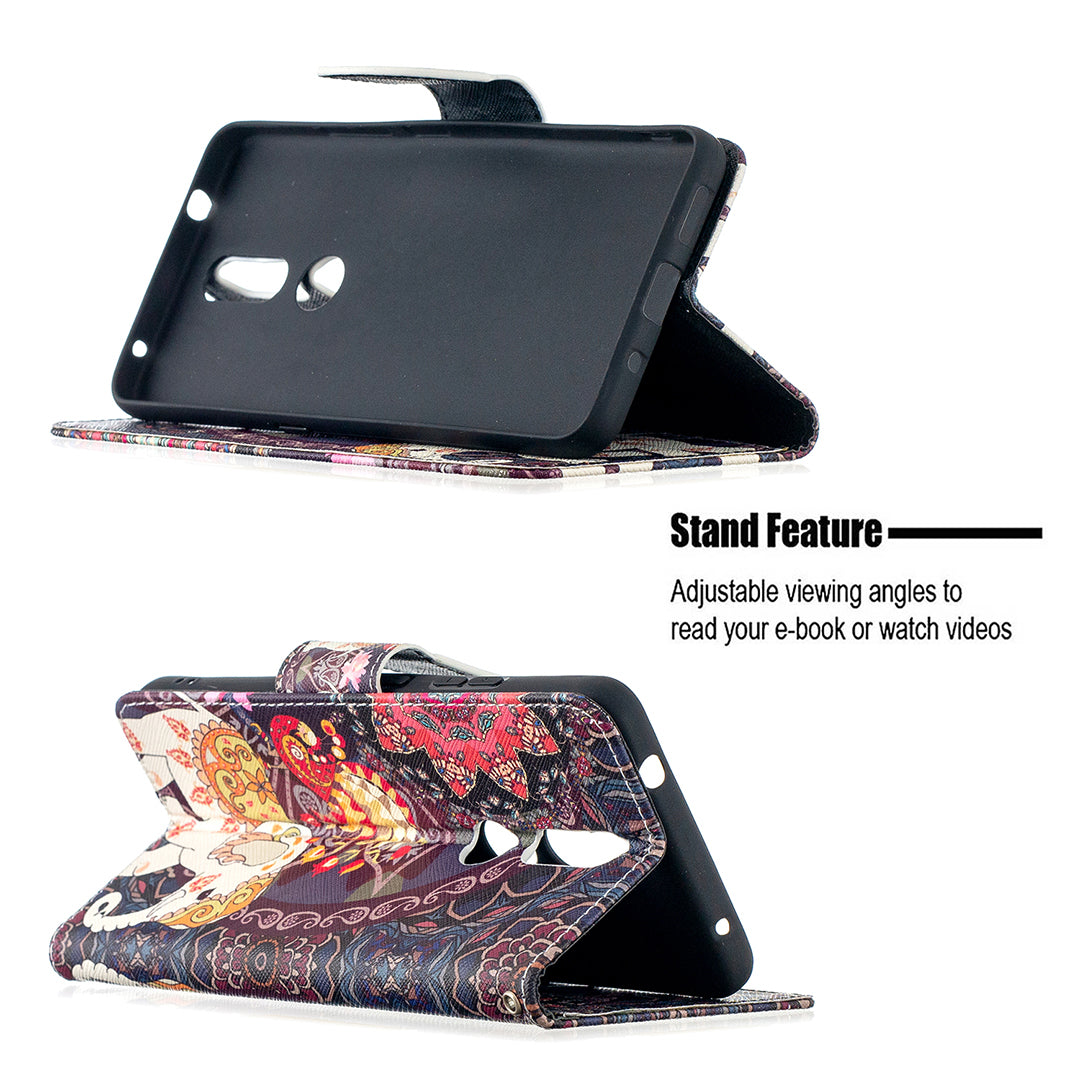 Pattern Printing Leather Wallet Phone Shell for Nokia 2.4