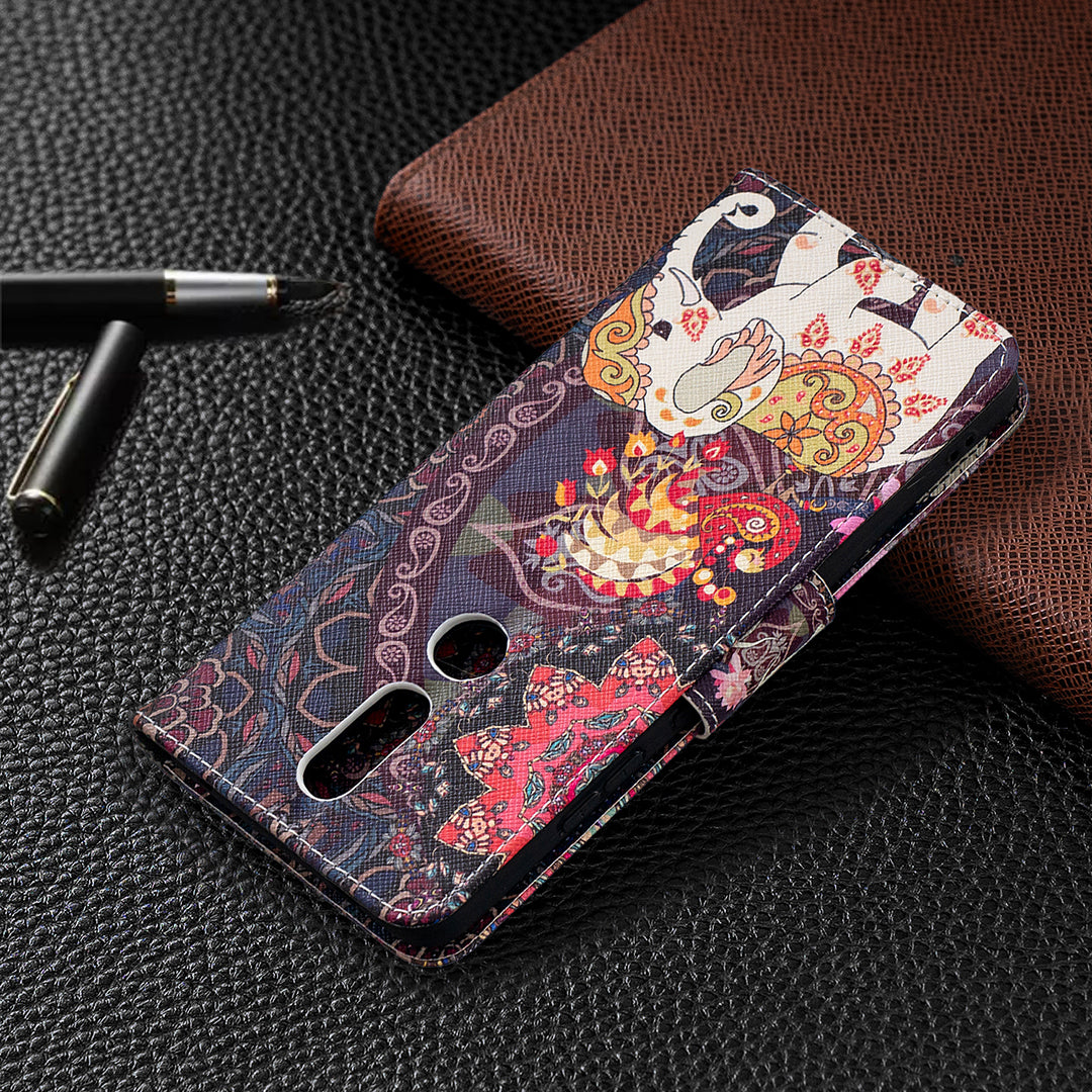 Pattern Printing Leather Wallet Phone Shell for Nokia 2.4