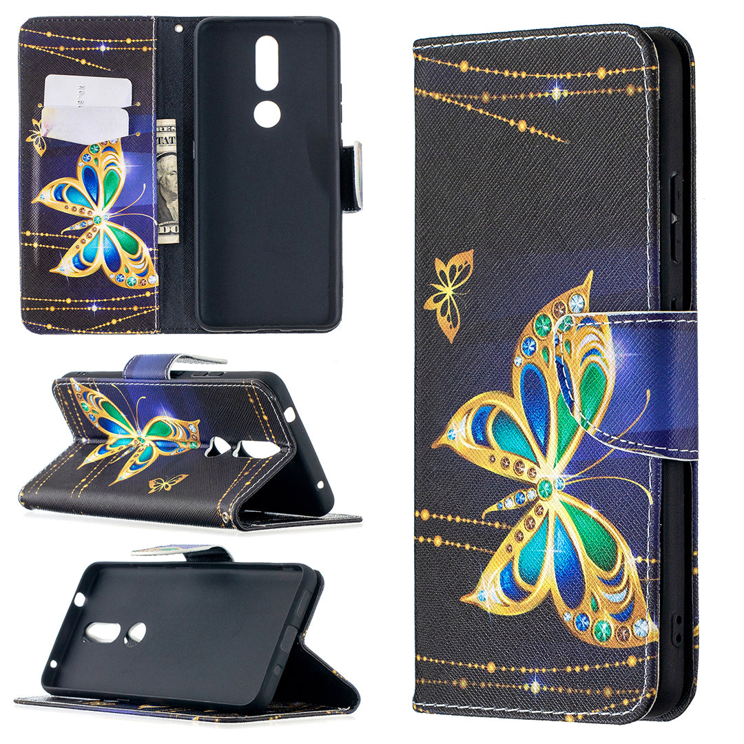 Pattern Printing Leather Wallet Phone Shell for Nokia 2.4