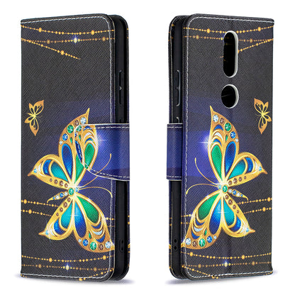 Pattern Printing Leather Wallet Phone Shell for Nokia 2.4