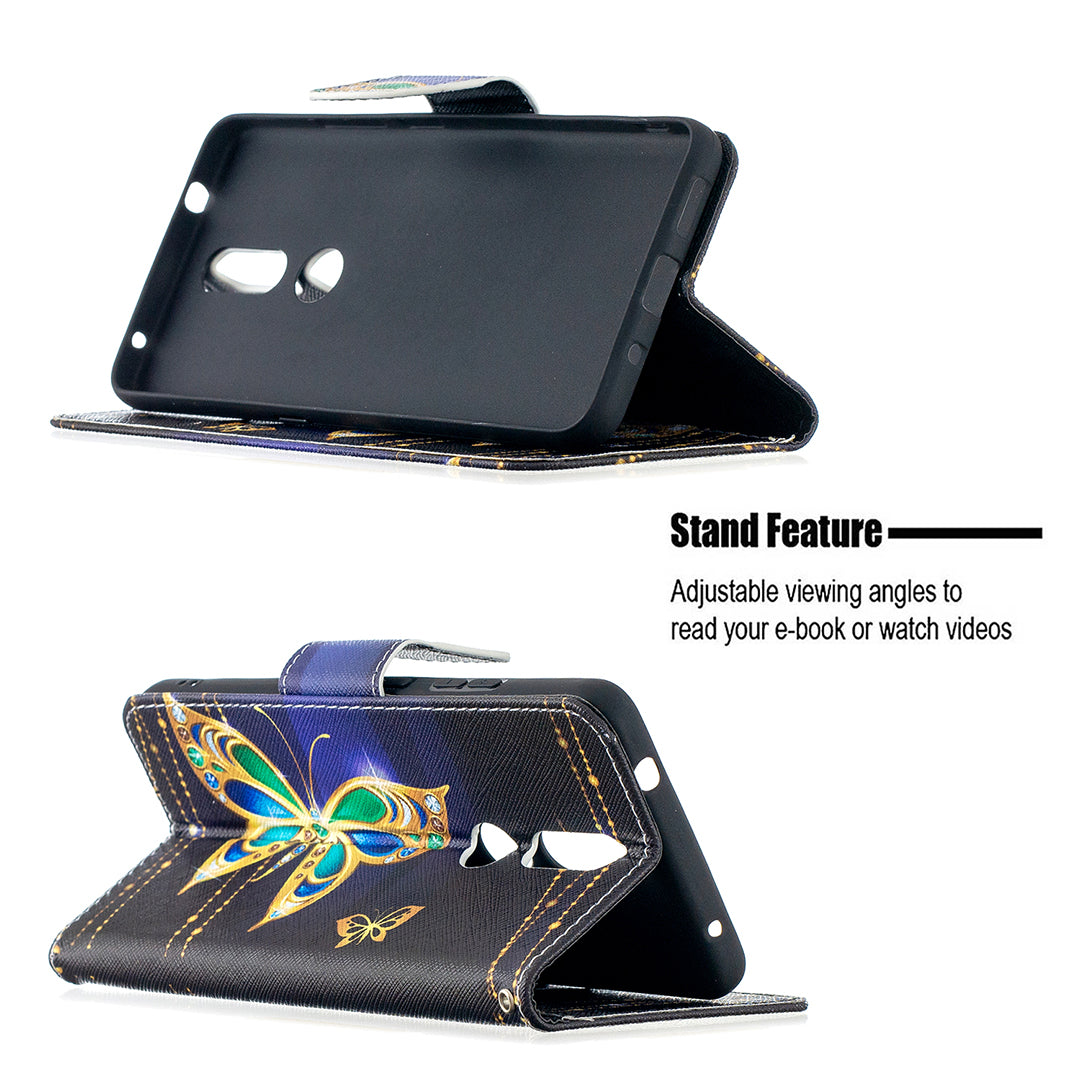 Pattern Printing Leather Wallet Phone Shell for Nokia 2.4