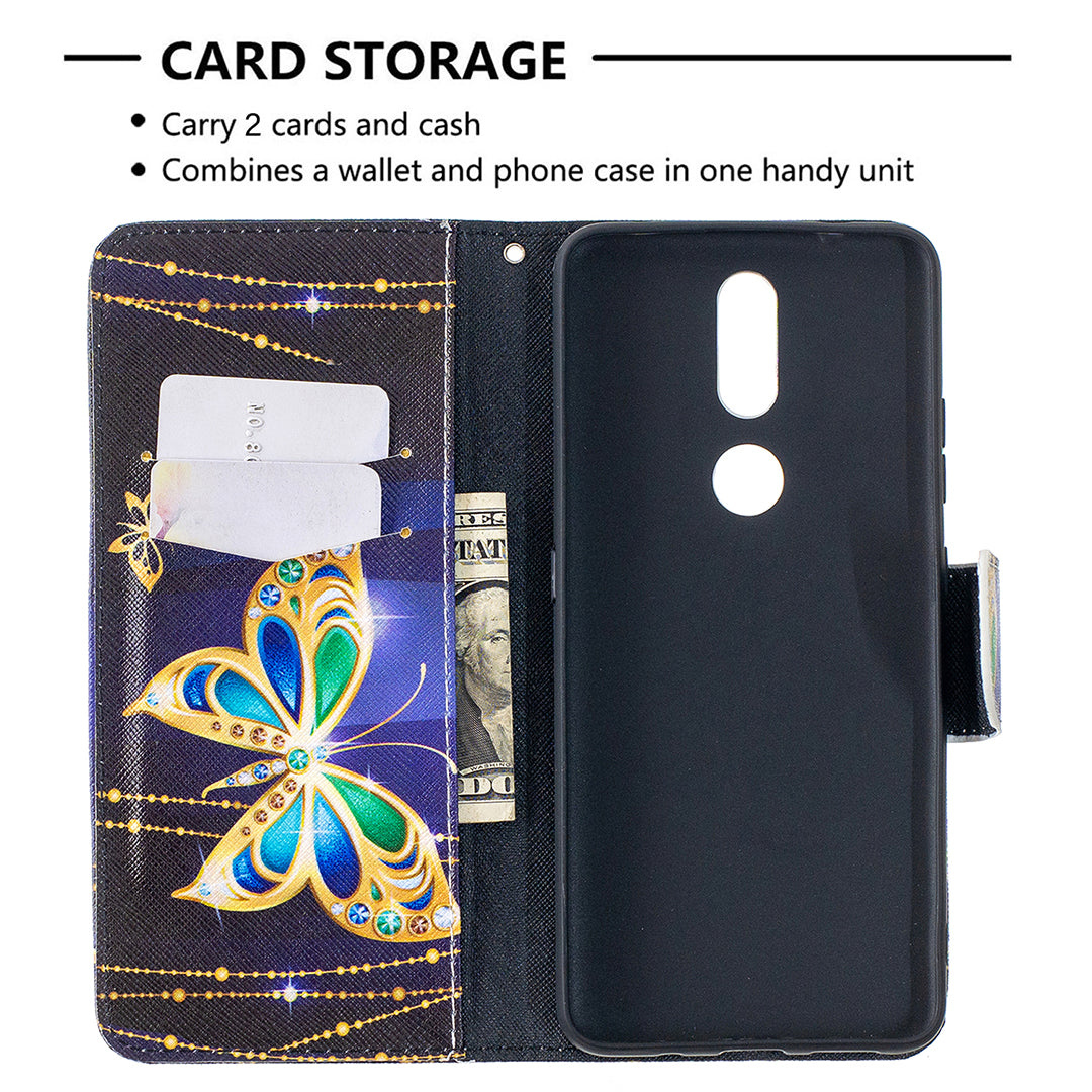 Pattern Printing Leather Wallet Phone Shell for Nokia 2.4